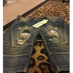 Trillnation Men's Destroyed Denim Jean Shorts Size 36 Blue